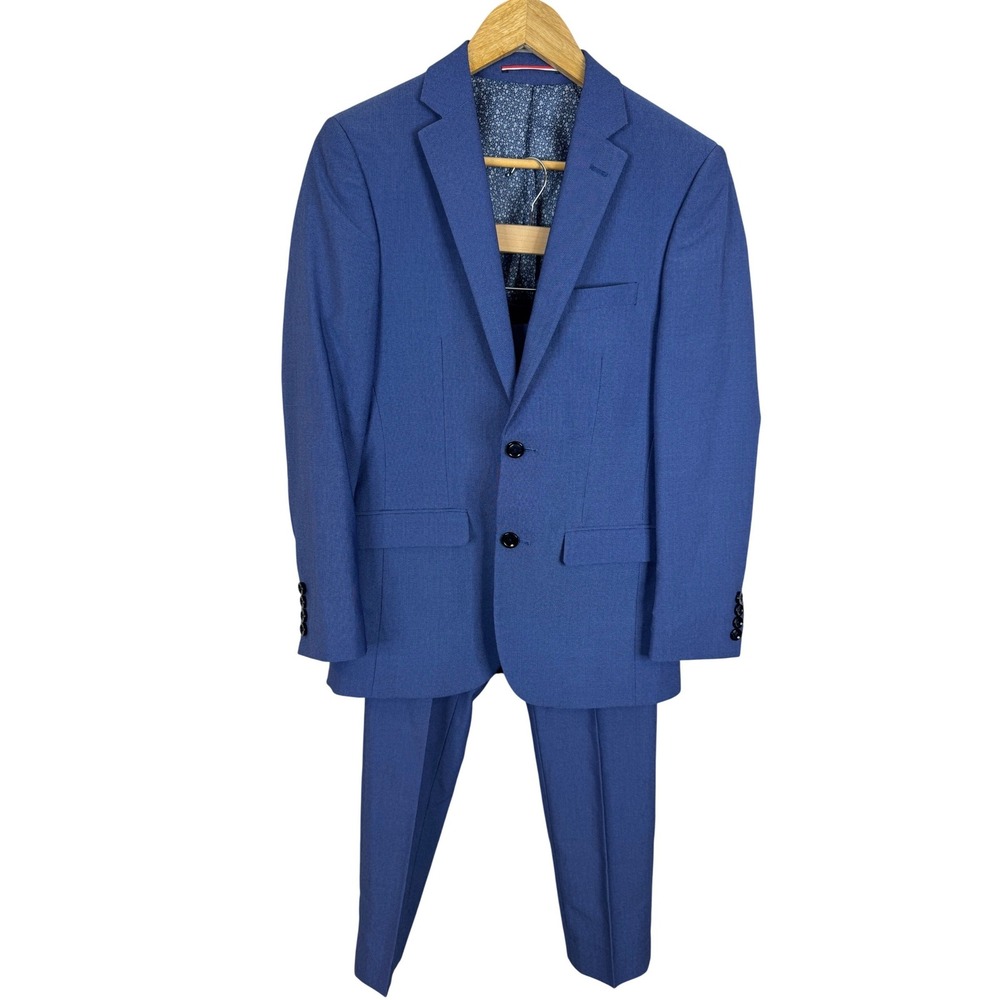 Soul of London Mens Blue 2 Piece Slim Fit Suit Set 34R Jacket 27X26 Pants